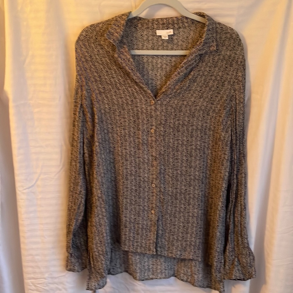 J. Jill Herringbone Blouse Size L Tall